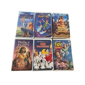 Lot Of 6 Disney VHS Tapes Lion King Peter Pan Toy Story Vintage Movies 80s 90s Y